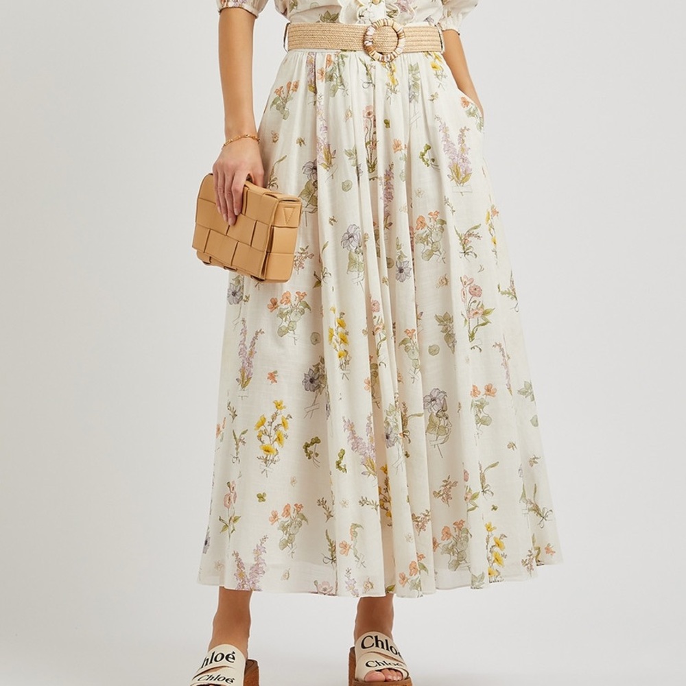 Zimmermann Cream Floral Maxi Skirt